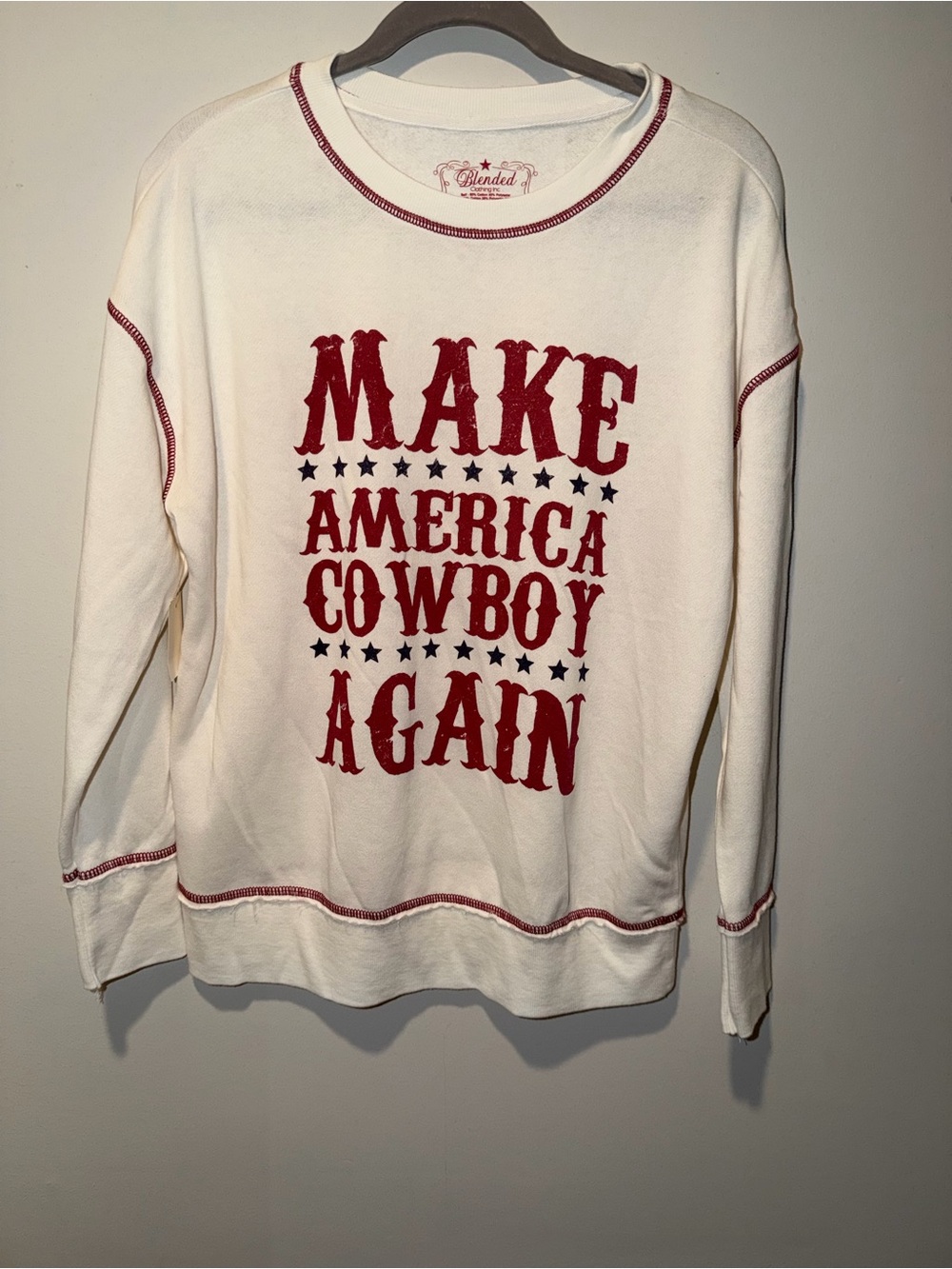 Blended Cream Crewneck Sweatshirt with Red Graphic